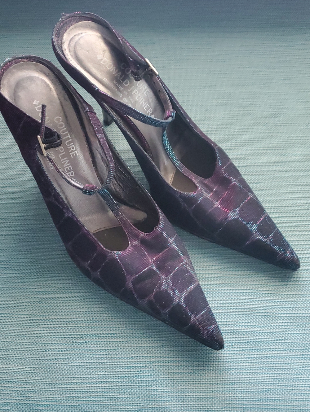 Donald J. Pliner Purple/ Blue Patterned Slingback Pumps